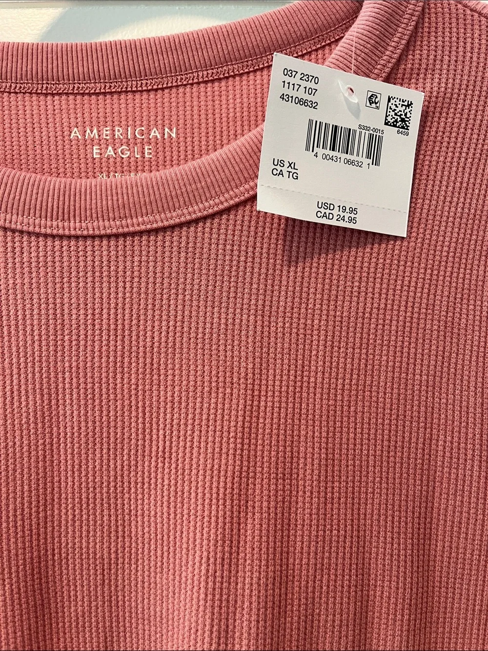 American Eagle Outfitters Women's Ribbed Short Sleeve Tee - Rose